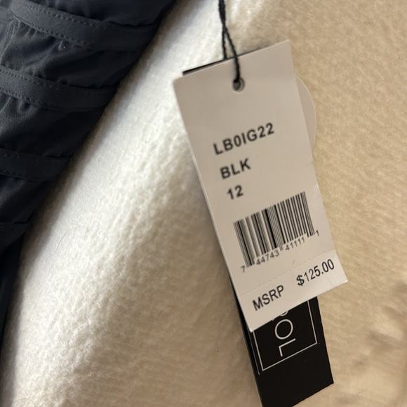 La Blanca black island goddess strappy one piece swimsuit low neck size 12 #361 - Picture 7 of 7